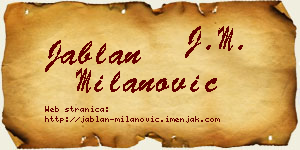 Jablan Milanović vizit kartica